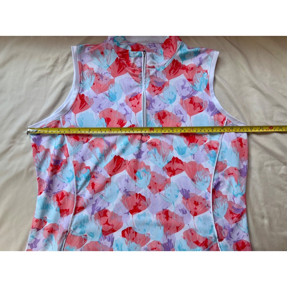 Pebble Beach Dry-Luxe Performance Golf Dress XL Floral Sleeveless Zip Mock Neck - Picture 4 of 6